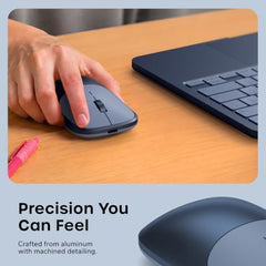 SATECHI Slim EX Wireless Mouse, Bluetooth & 2.4 GHz, Quiet Clicks, Silver