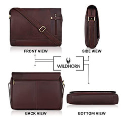 WildHorn Genuine Leather Laptop Messenger Bag for Men | Stylish Office Bag with a Padded Laptop Compartment & Adjustable Strap | Designed to Fit Laptops up to 14 Inches | Backed by a 1-Year Warranty
