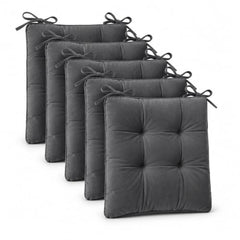 BSB HOME Chair Pad Cushion with Tie Straps,Thick Tufted Seat Cushion for Dining,Office & Wooden Chairs,Soft Comfortable Chair Seat Pad with Durable Stitching,16 x 16 Inches(41 x 41 cm)-Anthracite Grey