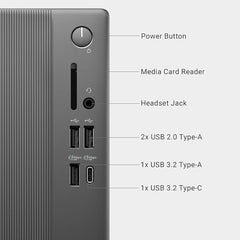Dell Tower Desktop ECT1250 - Intel Core Ultra 7-265 Processor, Intel UHD Graphics, 16GB DDR5 5600MT/s Memory, 1TB M.2 SSD, 3.0 SD Card Reader, Wired Keyboard and Mouse, Basic Onsite Service
