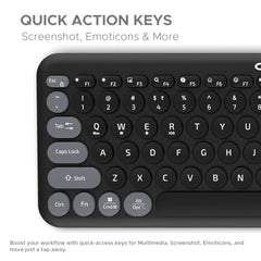 Amkette Optimus XL Plus Rechargeable Wireless Keyboard/Bluetooth Keyboard for PC, Compact Design. Powerful firmware. 2.4G+3xBT, One Click Device Switching & AI Access, Dual OS Layout (Black)
