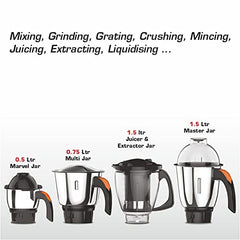 Vidiem Vstar Adc Blu Mixer Grinder 717 A|750 Watts|5 Jar In-1 Juicer|5 Leakproof Jars With Self-Lock, Wet And Dry, Chutneys & Curries|ABS Body|5 Year Warranty On Motor & 2 Year Product Warranty, Blue