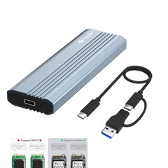 Cablet M.2 NVMe/NGFF SSD Enclosure USB 3.1 Gen2 10Gbps for 2242/2260/2280 M-Key/M+B Key PCIe SSD, Supports Dual Protocol NVMe and NGFF SSD, UASP Max 2TB, Aluminium Case