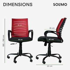 Amazon Brand - Solimo Worklo Mid Back Office Chair for Work from Home | Study | Revolving | Computer (Heavy Duty Powder Coated Metal Base, Stylish Black Mesh)