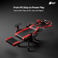 Green Soul Raptor 2.0 Racing Edition Ergonomic Gaming Chair with Premium PU Leather, Adjustable Neck & Lumbar Pillow, 3D Adjustable Armrests & Heavy Duty Nylon Base (Black & Red)