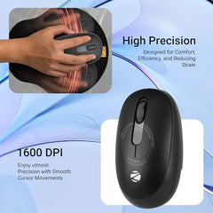 ZEBRONICS Groot Wireless Mouse, Dual Mode (2.4GHz + BT), Upto 1600 DPI, Silent Operation, 3 Buttons, Comfortable & Ergonomic, for Mac | Laptop | Computer, with 2 Years Warranty (Blue)