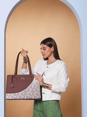 ZOUK Office Essential Bag | Jute | Vegan Leather Handcrafted Tote Bag With Double Handle Shoulder Strap | Bristel