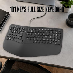 Ant Master 05 Wired USB Keyboard - Full-Size 104 Keys with Numeric Pad | Membrane Silent Typing, 1.3m Cable, Plug & Play | Ergonomic Office & Home Keyboard for PC, Laptop, Mac & Linux – Black