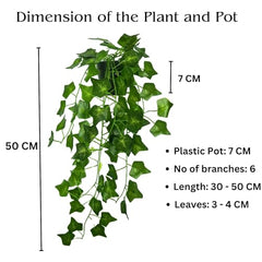 Tdas Plastic Artificial Plants With Pot Leaves Hanging Ivy Garlands Plant Greenery Vine Creeper Home Decor Door Wall Balcony Decoration Party - 50 Cm (2 Pcs Money Plants)