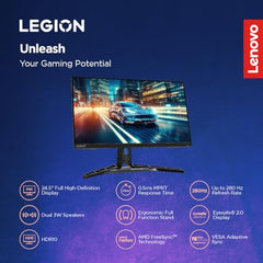Lenovo Legion R27fc-30, 27 Inch (68.58cm), FHD 1920x1080, 240Hz, Black, 0.5ms, AMD FreeSync, NVIDIA G-Sync, 99% sRGB, Speaker, 2xHDMI, 1xDP, Tilt, Swivel, Pivot, Height Adjust Stand Gaming Monitor
