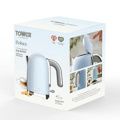 Tower Electric Kettle 1.7L Metal Body Auto Shut-Off 360° Base Blue | 1.7L capacity, 1350W rapid boil, full metal body, auto shut-off and boil-dry protection, 360-degree swivel power base