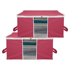 Kuber Industries Leheriya Design Underbed Storage Bag, Storage Organiser, Blanket Cover Set Of 3 (Royal Blue, Non-Woven), 65 x 47 x 33 Centimeters