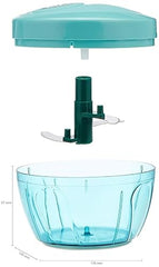 DHRUMIT® DHRUMIT® New Vegetable Chopper for Kitchen Use – Plastic | Vegetable Hand-Pull Food Chopper with 3 Stainless Steel Blades | Onion Chopper | Compact, Durable & BPA-Free(Green 500-Ml)