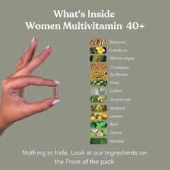 Earthful Multivitamin for Women 40+, 50+, Nearing Menopause | Improved Immunity, Hormonal Health, Skin, Hair & Bone Health | Plant Based with 12 Vital Vitamins, Herbs | 60 Capsules