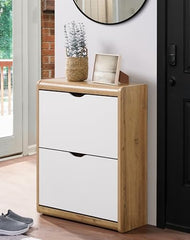 DeckUp Jade Engineered Wood 2-Door Shoe Rack (Wotan Oak & White, Matte Finish)