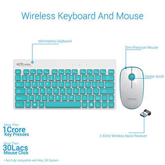 Portronics Key2 Combo Wireless Keyboard and Mouse Set,with 2.4 GHz USB Receiver,Silent Keystrokes,1200 DPI Optical Tracking,Compact Design,Multimedia Keys for PC,Laptop & USB Supported Devices(Grey)