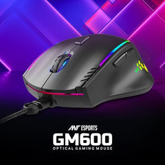 Ant Esports GM320 RGB Wired Gaming Mouse, 12800 DPI Optical Sensor, 8 Programmable Buttons with Rapid Fire, Ergonomic Design, RGB Lighting, Braided Cable, USB Gaming Mouse for PC, Laptop (Black)