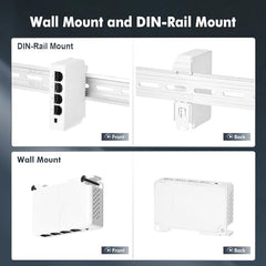 COOLCOLD 4 Port PoE Extender With 1 In 3 Out, Repeater Support IEEE802.3af/at, 100Mbps Ethernet Powered Passthrough Switch, Extend 100m(328ft), Wall and Din-Rail Mount (White)