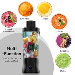 Juicer for Home ^ Lacossi Juicer Mixer Grinder with 1500mAh Battery, 6 Blades 3Gears Fast Blending, 2-Jar Capacity (400ml*2) | 40 Watts Bullet Rechargeable Portable Personal Juicer