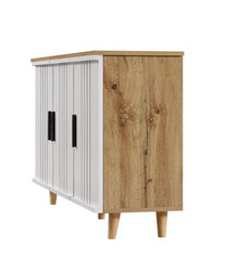DeckUp Halo 3-Door Shoe Rack (Wotan Oak & White, Matte Finish)