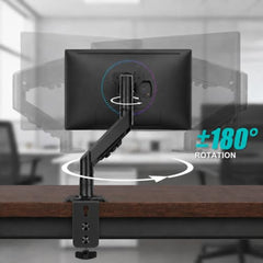STAR WORK Single Monitor Desk Mount for 13–34” Inch Screens, Heavy Duty Adjustable VESA Monitor Arm with C-Clamp & Grommet Base | Full Motion Tilt & Swivel Rotation (Purple Arm Stand)