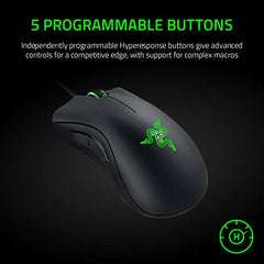 Razer Deathadder Essential - True 6400 DPI Optical Sensor, Wired Ergonomic Form Factor, High Durability, 5 Hyper Response Buttons, 10 Million Clicks RZ01-03850100-R3M1 - Black