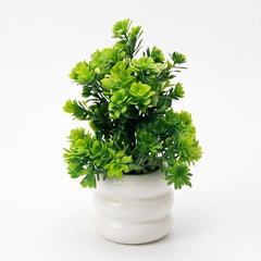 amazon basics Artificial Potted Plants, Artificial Plastic Eucalyptus Plants Small Indoor Potted Houseplants, Small Faux Plants for Home Decor Bathroom Office Farmhouse (Set of 8)