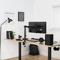 Jin Office Height Adjustable Monitor Stand Mount | Supports 13-32" Screens| 9KG Weight Capacity | Metal Black Powder Coated Single Monitors Arm Stand| Articulating Tilt and Swivel Display Desk Mount