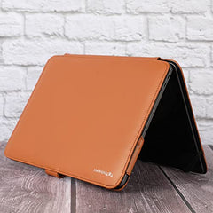 ENTHOPIA 13 to 14 Inches Folio Laptop Case Cover Vegan Leather Compatible for MacBook, Lenovo, Hp, Dell &Other Notebooks - Plain Cork