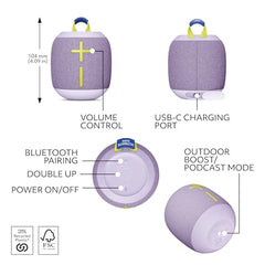 Ultimate Ears WONDERBOOM 4 Portable Waterproof Bluetooth Speaker with Big Bass and 360-Degree Sound, Dustproof Floating Speaker with 40 m (131ft) Range - Enchanting Lilac