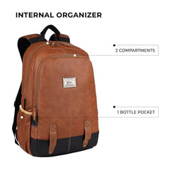 Gear Classic Anti Theft Faux Leather 14 cms Black Laptop Backpack (LBPCLSLTH0101)