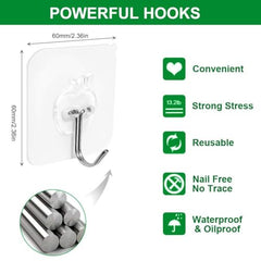 Shivstor 15 Pack Self Adhesive WallHook Heavy DutyHook for Hanging Without Drilling Transparent Nail Free StickyHook Strong Wall Hanger Set of 15 FlowerHook for Kitchen Bathroom Home Storage