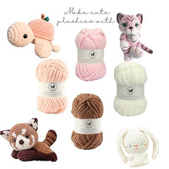 NESTNHAVEN , Plush & Cuddly Sets 2.0 , Chenille Yarn Supersoft Hand Knitting Wool Ball, set of 4 , 400 grams (1 Ball/100 Gram Each) Suitable for Craft, Babywear, Toys , Baby Blankets , 5 Bulky, Shades - NNHS 2.0 (Set 26 baby Pink , lilac , hot pink…