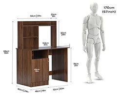 DeckUp Zeus Engineered Wood Study Table and Office Desk (Wotan Oak & White)