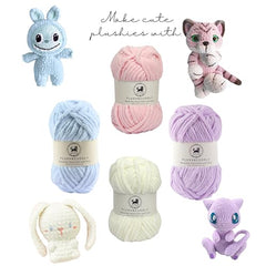 NESTNHAVEN , Plush & Cuddly Sets 2.0 , Chenille Yarn Supersoft Hand Knitting Wool Ball, set of 4 , 400 grams (1 Ball/100 Gram Each) Suitable for Craft, Babywear, Toys , Baby Blankets , 5 Bulky, Shades - NNHS 2.0 (Set 26 baby Pink , lilac , hot pink…