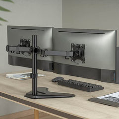 Jin Office Dual Monitor Stand | fits 13-32 inch Monitor - Upto 8 kg Weight Capacity | Height Adjustable Monitor Arm | Dual Monitor Stand for Desk