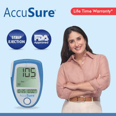 AccuSure Blue Blood Glucose Meter Contains Free 25 Strips