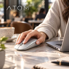 Offbeat - Atom Dual Bluetooth 5.1+5.1 & 2.4Ghz Wireless, Type-C Rechargeable 100 Hours Battery Silent Click Mouse, Triple Device connectivity Windows, Mac, iOS, Android (Silver)