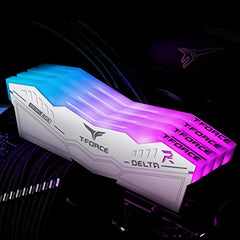 TeamGroup T-Force Delta RGB 2x16GB 6400MHz (6400MT/s) CL40 White 32GB DDR5 RAM Kit, Desktop Gaming Memory, Metal Heatsink, ARGB Sync, ECC, XMP 3.0/EXPO, For Intel/AMD CPU, High Performance Low Latency