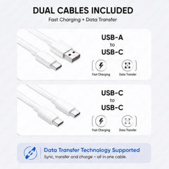 100W SuperVooc Charger with 2 Port USB PD, Two Data Cable One UBS Type A to Type C and Second is C to C
