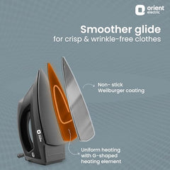 Orient Electric DIFP10BP Fabric Press Dry Iron (Black and Blue)