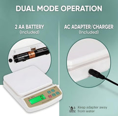 MCP Kitchen Weighing Scale With Tare Function SF 400A with Adaptor 10 kg Digital Multi-Purpose food weight machine for shop home use baking small portable countertop plastic ABS body