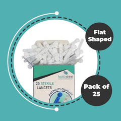 Healthshine Blood Lancet 25 Pieces | Flat Lancet Needle for Glucometer | Sterile, Single-Use Blood Sugar Testing Lancets