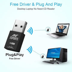 Ant Esports AE600B 600 Mbps Wi-Fi + Bluetooth USB 2.0 Mini Dongle for Desktop Laptop PC I 2.4 & 5Ghz I WiFi 5 802.11AC