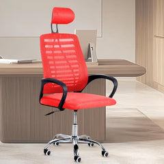 Casa Copenhagen Mesh Mid Back Office/Study/Computer/Revolving/Desk Chair for Work from Home -Metal Base, Height Adjustable Seat - Grey Milange & Black Handle