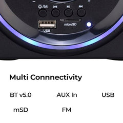 ZEBRONICS Pluto 2-2.1 Channel Desktop Speaker with 15 watts Output, Bluetooth 5.0, USB, mSD, FM, 3.5mm Jack Line Input, Inbuilt Volume Control, USB Powered, RGB Lights