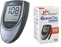Dr. Morepen GlucoOne Blood Glucose Monitor Model BG-03 with 50 Strips | Silver