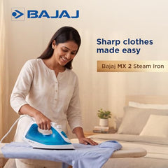 Bajaj MX 2 Neo Steam Iron | 1250W Powerful Performance | Multiple Steam Functions | Non‑Stick Soleplate | Adjustable Temperature | Ergonomic Grip | Anti‑Drip Protection | 1‑Year Warranty