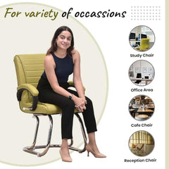 RATISON Special Director Principal Manager Office Visitor with arm Rest with Double Pipe Frame and Cushioned seat Back (2, Black, Double Pipe Frame)
