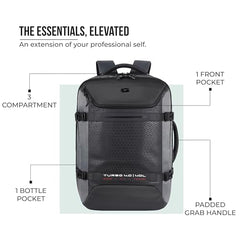 Gear Turbo 21"/45L Large Water Resistant Anti theft Laptop Backpack with Raincover | Backpack | Daypack |Briefcase | Travel Bag For Men/Women (Black - Grey)